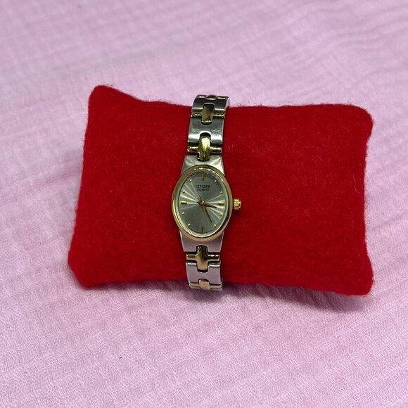 Citizen Ladies Stainless Steel Two-Tone Oval Face Watch Size: 6 1/2" - Picture 1 of 9